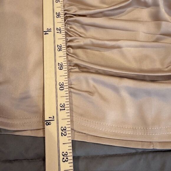 Lulus A Lot of Allure Champagne Satin Ruched Bustier Bodycon Dress Size Small - Picture 12 of 13